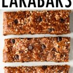 3 homemade coconut chocolate chip larabars.