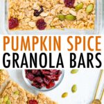 Pumpkin spice granola bars lined up.