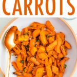 Bowl of roasted herby carrots.