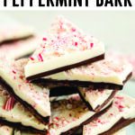 Triangles of peppermint bark on a plate.