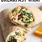 Wrap with eggs, spinach, sun-dried tomatoes and hummus.