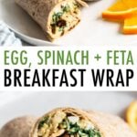 Wrap with eggs, spinach, sun-dried tomatoes and hummus.