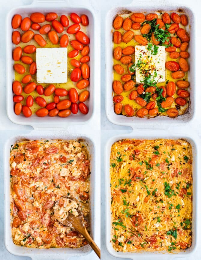 Low Carb Baked Feta Pasta {with Spaghetti Squash} - Eating Bird Food