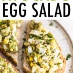 Avocado egg salad served on toast.