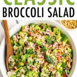 Bowl of broccoli salad.