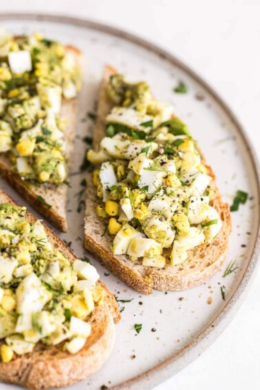 Avocado egg salad on toast.