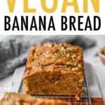 Loaf of banana bread with slices cut out of it.