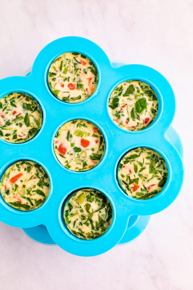 Egg white bites in a mold.