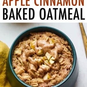 Bowl of apple cinnamon baked oatmeal.