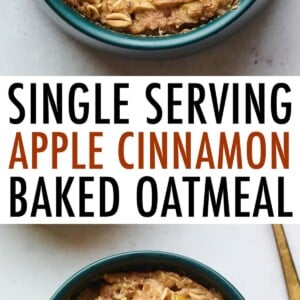 Bowl of apple cinnamon baked oatmeal.