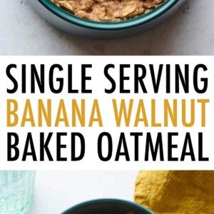 Bowl of banana walnut baked oatmeal.