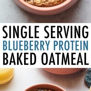 Bowl of blueberry baked oatmeal.