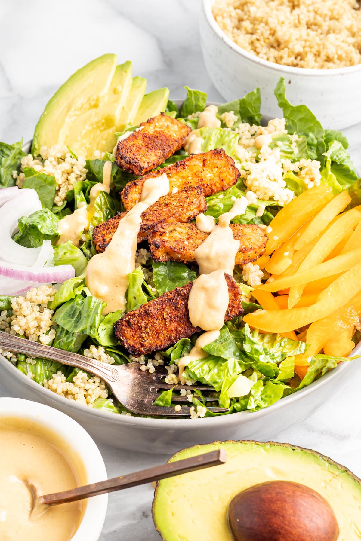 Blackened Tempeh Salad Eating Bird Food