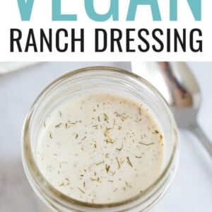 Jar of vegan ranch dressing.