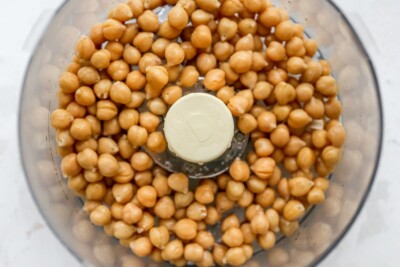 Chickpeas in a food processor.