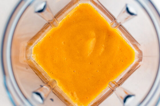 Peach puree in a blender.