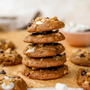 Stack of s'mores cookies.