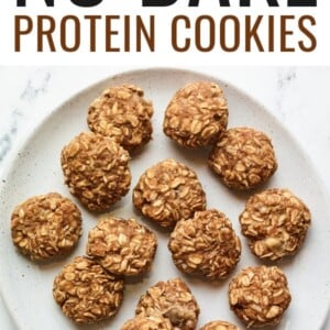 Plate of no bake protein cookies.