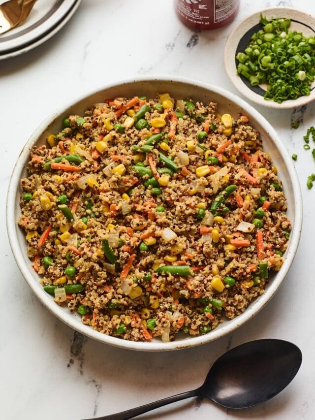 Quinoa Fried "Rice" and Veggies Eating Bird Food