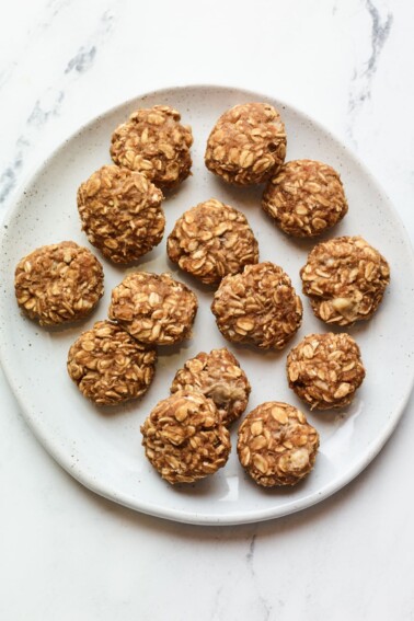 Plate of no bake protein cookies.