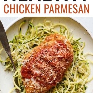 Chicken parm served over zucchini noodles.