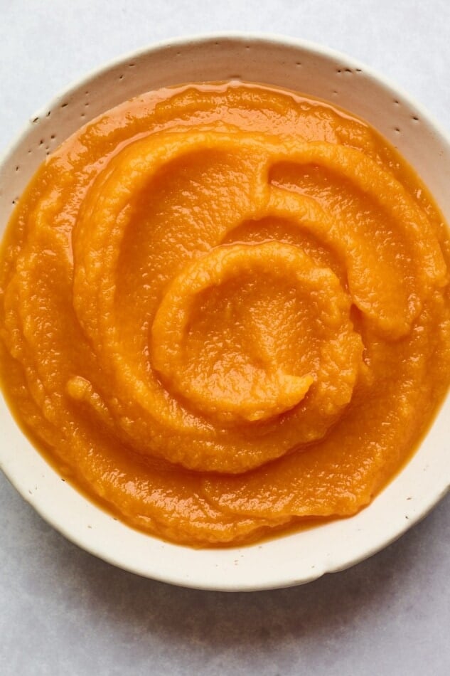 A bowl of butternut squash puree.