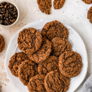 Plate of almond butter espresso cookies.