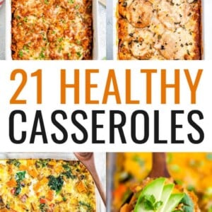 Collage of 8 photos of different casseroles.