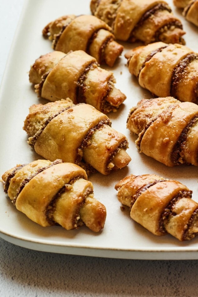 8 Rugelach on a serving dish.