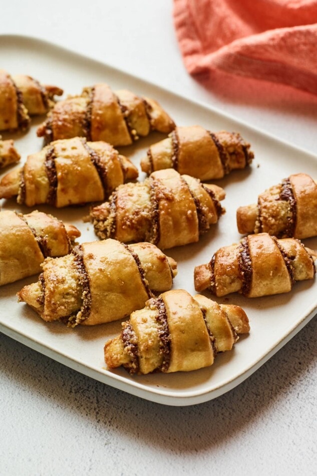 Rugelach on a serving platter.