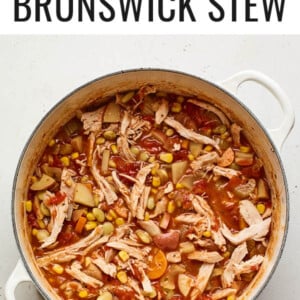 Dutch oven pot with Brunswick stew.