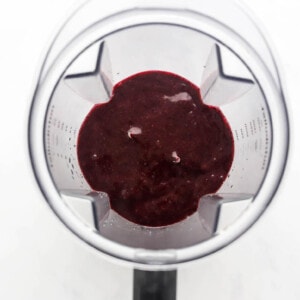 Blueberry puree in a blender.