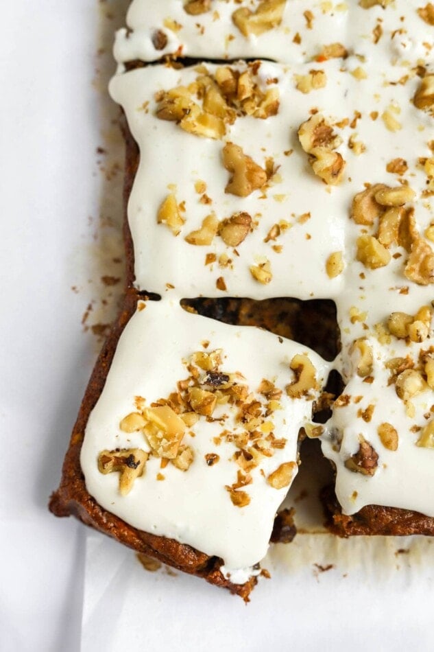 A carrot cake bar close up.