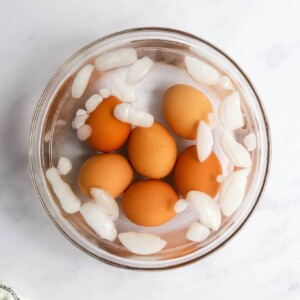 Eggs in a water bath.