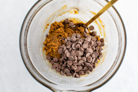 Ingredients for SunButter Cookies in a glass mixing bowl.