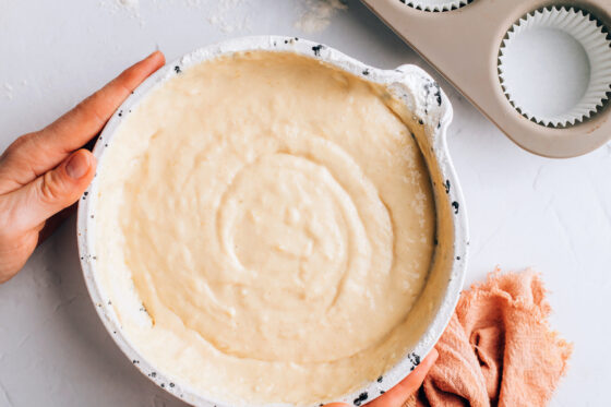 Cupcake batter in a bowl.