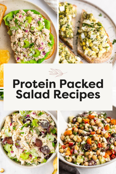 Collage of 4 different salads.