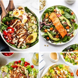 Collage of four dinner salad photos.