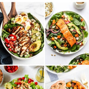 Collage of four dinner salad photos.