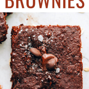 An oat flour brownie square topped with sea salt.