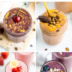 Collage of 4 smoothie photos.