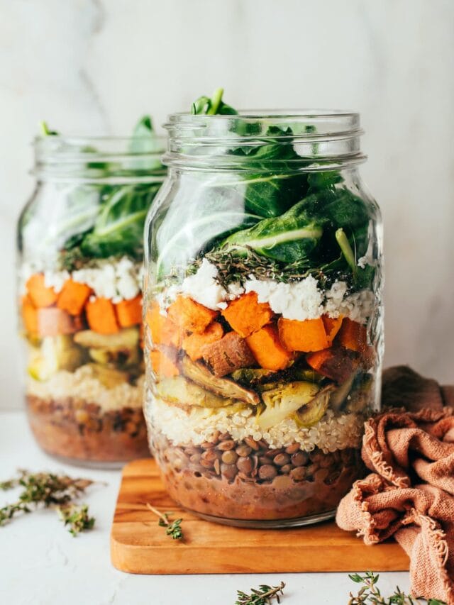 Kale Sweet Potato Lentil Mason Jar Salad Eating Bird Food
