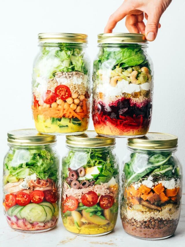 4 Soup and Salad Mason Jar Lunch Combos