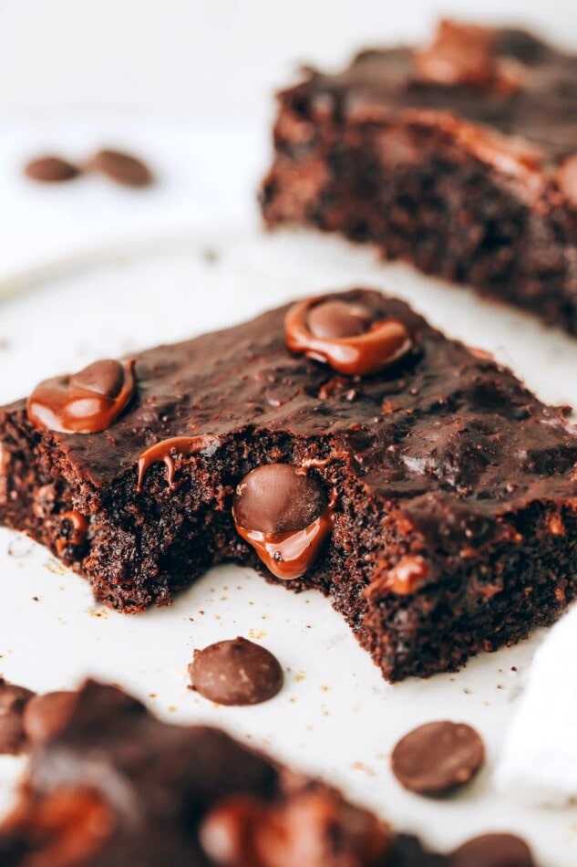 A lactation brownie square with a bite taken out of it.