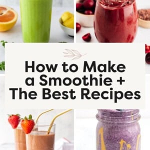 Collage of 4 different smoothies