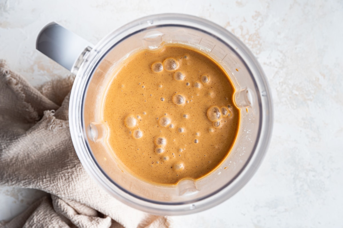 Muffin batter in a high powered blender.