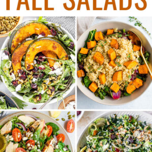 Collage of 4 different fall salads.