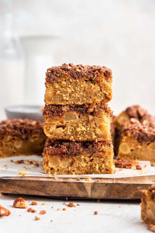 Stacked slices of apple cake.