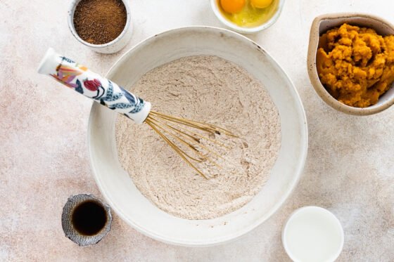 Dry ingredients mixed together in a bowl.