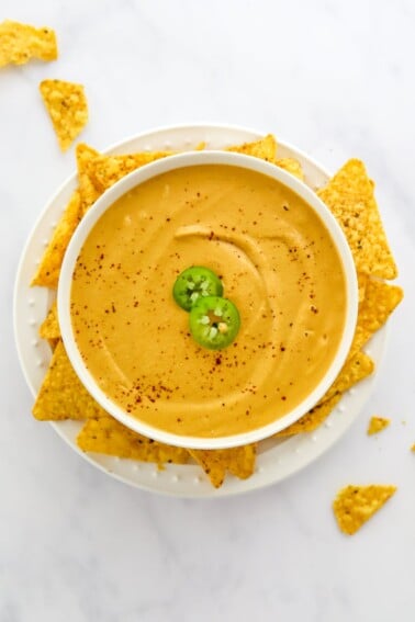 A bowl of vegan queso.